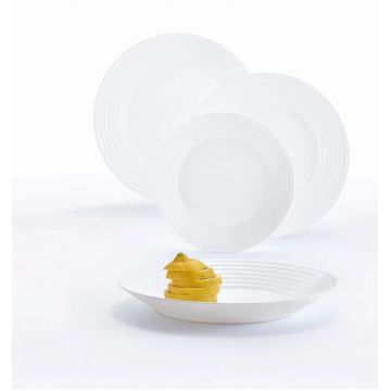 Serviciu de masa 18 piese, Luminarc, Harena, opal, alb
