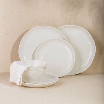 Serviciu de masa 6 piese Padra, Homla, ceramica, alb