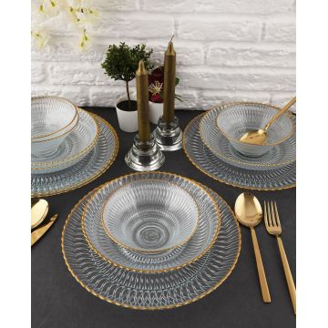 Serviciu de masa, Hermia, 330SBL1101, Farfurie: 21 cm (4 bucăți), Transparent