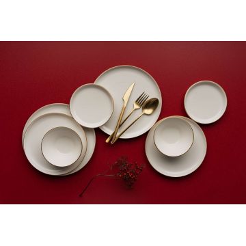 Serviciu de masa, Hermia, 387GRP1383, Farfurie: 21 cm (4 bucăți), Crem