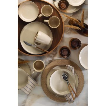 Serviciu de masa, Hermia, 710KTP3408, Farfurie: 20 cm (4 bucăți), Crem