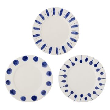 Set 3 farfurii intinse, Bloomingville, Linora, 28x3 cm, ceramica, albastru