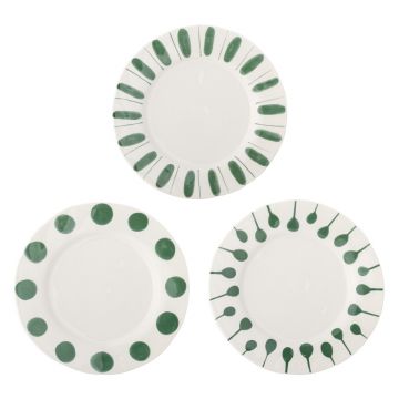 Set 3 farfurii intinse, Bloomingville, Linora, 28x3 cm, ceramica, verde