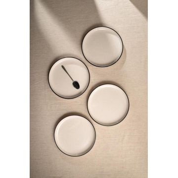 Set 4 farfurii intinse Azra, Homla, 27.5 cm, ceramica, bej/negru