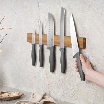 Set 5 cutite cu suport magnetic Berlinger Haus, Anthracite, inox/lemn, antracit mat/natur