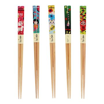 Set de bețe chinezești în culoare naturală din lemn 5 buc. Wagara – Rex London