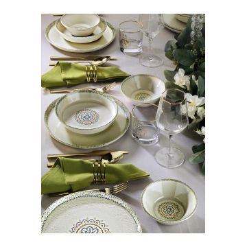 Set de cină (12 piese), L'essentiel Maison, 430KSV8964, Bol: 14 x 14 x 4,5 cm (4 bucăți), Gri/Alb