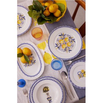 Set de cină (26 bucăți), L'essentiel Maison, 710KTP3743, Farfurie adâncă: 23 cm (6 bucăți), Alb / Galben / Albastru