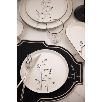 Set de cină (27 piese), L'essentiel Maison, 710KTP9745, Farfurie: 21 x 21 cm (6 bucăți), Alb/Negru