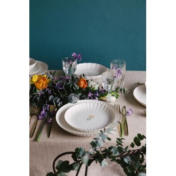 Set de cină (27 piese), L'essentiel Maison, 710KTP9748, Farfurie: 21 x 21 cm (6 bucăți), Alb / Auriu / Verde / Mov