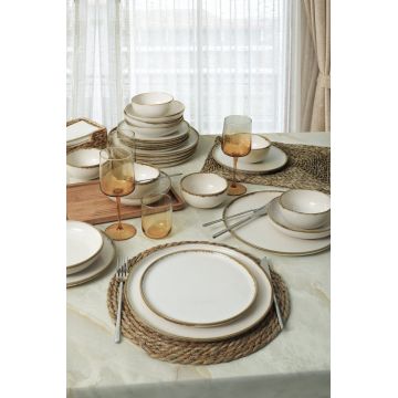 Set de cină din ceramică (24 bucăți), L'essentiel Maison, 275KRM2180, Antibacterian, Crem