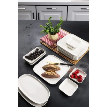 Set de mic dejun (14 piese), L'essentiel Maison, 335RTN1185, Farfurie mare: 13 x 25 x 2 cm (2 bucăți), Alb
