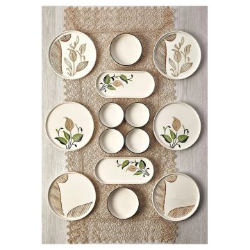 Set de mic dejun (14 piese), L'essentiel Maison, 430KSV1382, Platou: 25 x 11 x 3,5 cm (2 bucăți), Multicolor