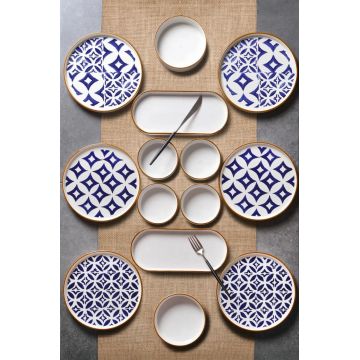 Set de mic dejun (14 piese), L'essentiel Maison, 430KSV1386, Platou: 25 x 11 x 3,5 cm (2 bucăți), Multicolor