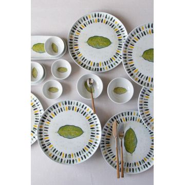 Set de mic dejun (14 piese), L'essentiel Maison, 719KTP9887, Bol Joker: 10 cm (2 bucăți), White / Green / Yellow