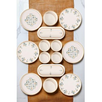 Set de mic dejun (14 piese), L'essentiel Maison, 964FRM5311, Platou: 25 x 11 x 3,5 cm (2 bucăți), Multicolor