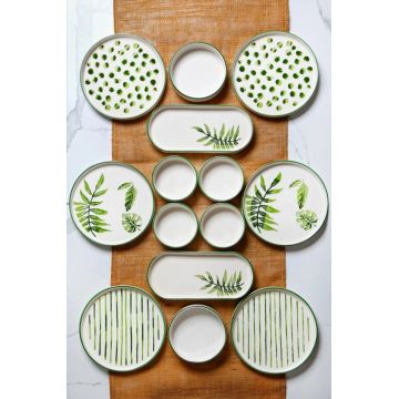 Set de mic dejun (14 piese), L'essentiel Maison, 964FRM5395, Platou: 25 x 11 x 3,5 cm (2 bucăți), Multicolor