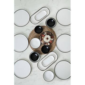 Set de mic dejun (18 piese), L'essentiel Maison, 275KRM1961, Antibacterian, Alb/Negru