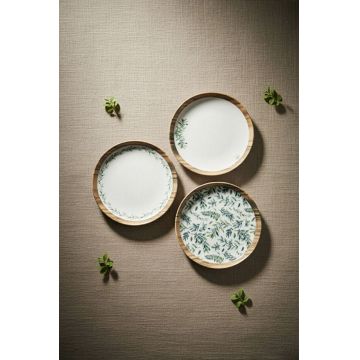 Set de mic dejun, Hermia, 126MBM1405,  Bol: 13 x 13 x 4 cm (2 bucăți), Verde/Alb