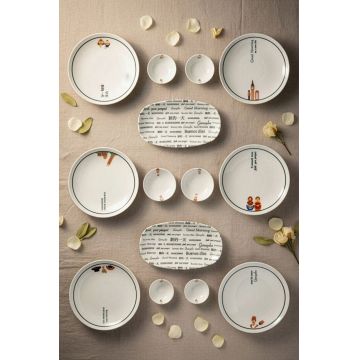 Set de mic dejun, Hermia, 126MBM1406,  Bol: 13 x 13 x 4 cm (2 bucăți), Alb/Negru