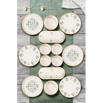 Set de mic dejun, Hermia, 430KSV1365, CERAMICĂ, Platou: 25 x 11 x 3,5 cm (2 bucăți), Multicolor