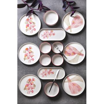 Set de mic dejun, Hermia, 430KSV1384, CERAMICĂ, Platou: 25 x 11 x 3,5 cm (2 bucăți), Multicolor