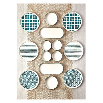 Set de mic dejun, Hermia, 430KSV1385, Platou: 25 x 11 x 3,5 cm (2 bucăți), Multicolor