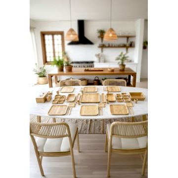 Set de mic dejun, Hermia, 430KSV4401, Farfurie: 24,5 x 24 cm (6 bucăți), Natural