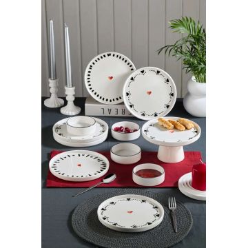 Set de mic dejun, Hermia, 430KSV6187, Bol: 10,5 x 10,5 x 3,5 cm - 150 ml (4 bucăți), Alb/Negru