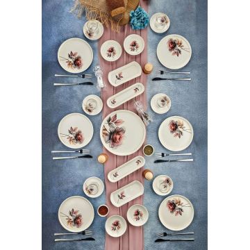 Set de mic dejun, Hermia, 759NRE1110, Farfurie de servire: 20 x 20 cm (6 bucăți), Multicolor