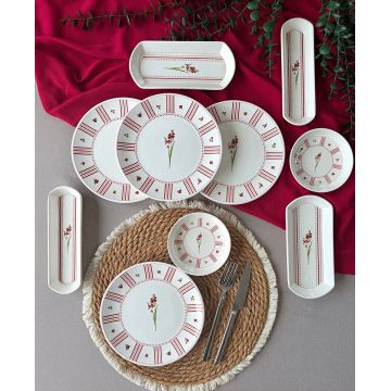 Set de mic dejun, Hermia, 759NRE1145, CERAMICĂ, Platou: 20 x 9 x 3 cm (2 bucăți), Roz/Alb