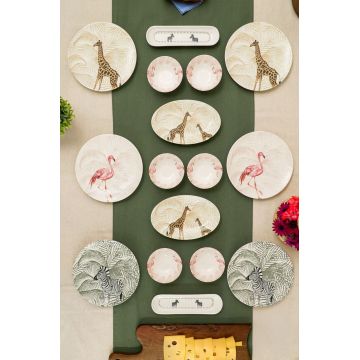 Set de mic dejun, Hermia, 858CMR1103, PORŢELAN, Platou mare: 21 x 2,5 cm (2 bucăți), Multicolor