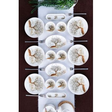 Set de mic dejun, Hermia, 858CMR1120, PORȚELAN, Platou: 20 cm (6 bucăți), Multicolor