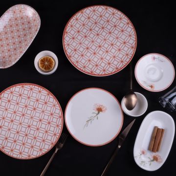 Set de mic dejun, Hermia, 868ARY1103, Portelan, Platou pentru tort: 21 cm (6 bucăți), Multicolor