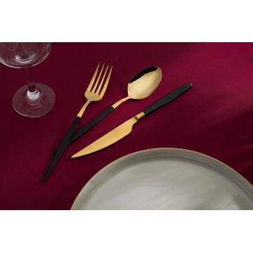 Set de tacâmuri (18 bucăți), L'essentiel Maison, 294HRO1126, Furculiță de masă: 21 x 2,5 cm (6 bucăți), Aur/Negru