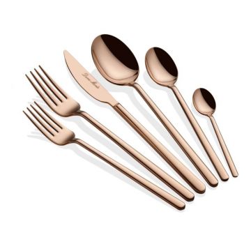 Set de tacâmuri (36 de piese), L'essentiel Maison, 645DRM1227, Lingură de masă: 21,3 cm (6 bucăți), Auriu roz