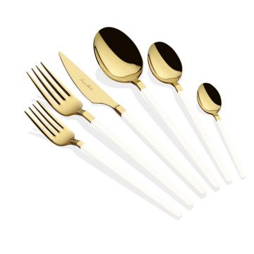 Set de tacâmuri (36 de piese), L'essentiel Maison, 645DRM1231, Lingură de masă: 21,3 cm (6 bucăți), Aur/Alb