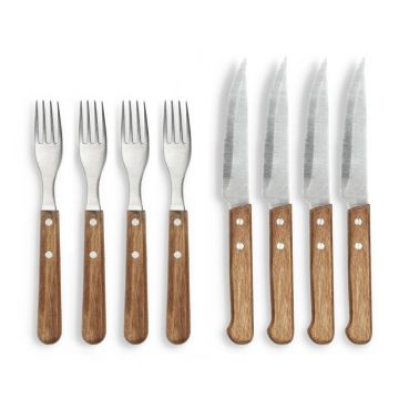 Set de tacâmuri pentru friptură argintiu/în culoare naturală din oțel inoxidabil 8 buc. – Holm