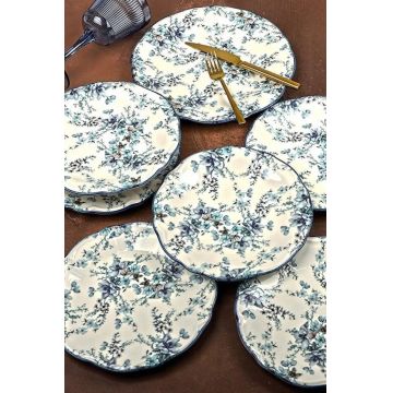 Set farfurii intinse (7 piese), L'essentiel Maison, 335RTN1198, Dimensiune farfurie de desert: 21 x 21 x 2 cm (6 bucăți), Multicolor