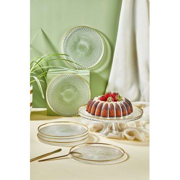 Set farfurii pentru desert (7 piese), L'essentiel Maison, 337GLZ1101, Suport: 28 cm (1 bucată), Transparent