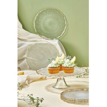 Set farfurii pentru desert, Hermia, 337GLZ1105, Suport: 28 cm (1 bucată), Transparent