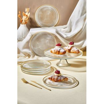 Set farfurii pentru desert, Hermia, 337GLZ1167, Suport: 28 cm (1 bucată), Transparent