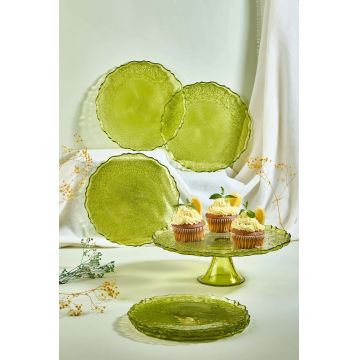 Set farfurii pentru desert, Hermia, 337GLZ1222, Suport: 28 cm (1 bucată), Galben