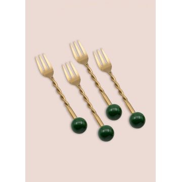 Set furculițe (4 piese), L'essentiel Maison, 280TMA3704, Dimensiune: 14 x 2 x 1 cm (4 bucăți), Aur/Verde
