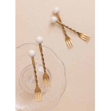 Set furculițe (4 piese), L'essentiel Maison, 280TMA3705, Dimensiune: 14 x 2 x 1 cm (4 bucăți), Aur/Alb
