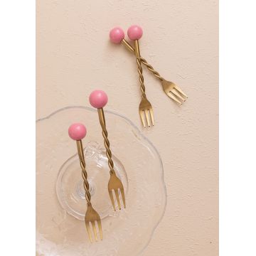 Set furculițe (4 piese), L'essentiel Maison, 280TMA3706, Dimensiune: 14 x 2 x 1 cm (4 bucăți), Auriu / Roz