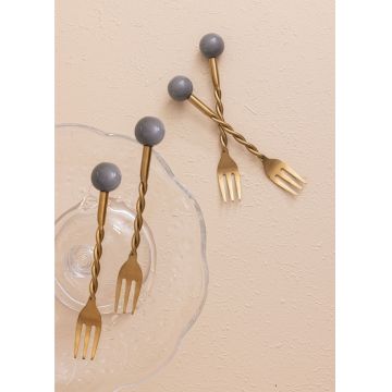 Set furculițe (4 piese), L'essentiel Maison, 280TMA3707, Dimensiune: 14 x 2 x 1 cm (4 bucăți), Aur / Gri