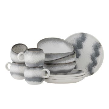 Set mic dejun 12 piese, Bloomingville, Paula, ceramica, gri