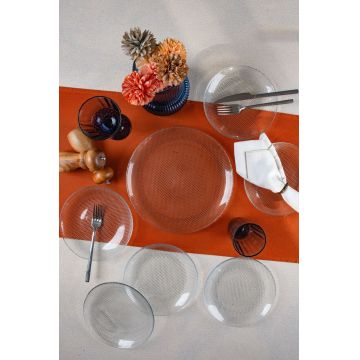 Set platouri servire desert, Hermia, 858CMR1901, Sticla, Farfurie de servire: 25 cm (1 bucată), Transparent