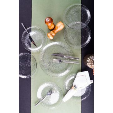 Set platouri servire desert, Hermia, 858CMR1902, Sticla, Farfurie de servire: 25 cm (1 bucată), Transparent